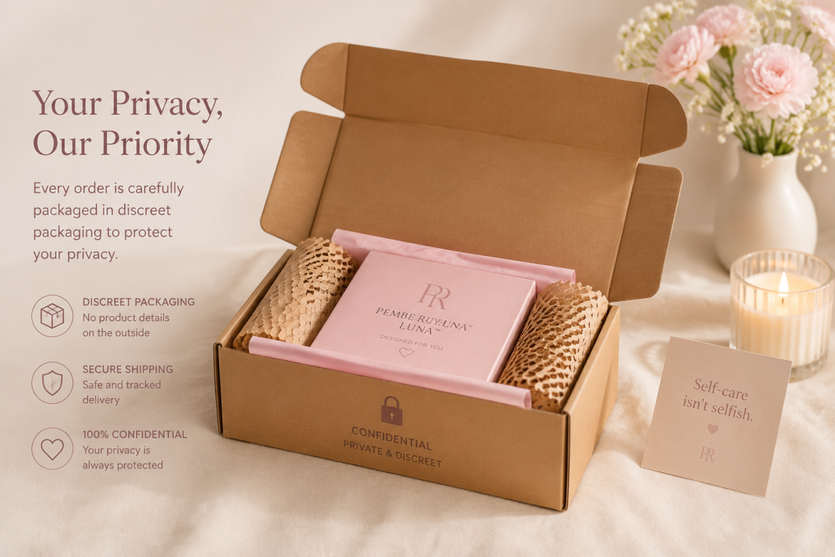 Discreet packaging for Pembe Ruya Luna women's wellness products