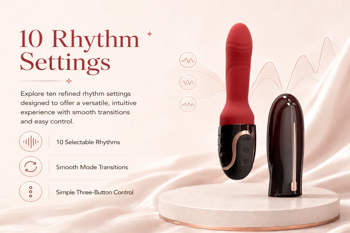 Pembe Ruya Luna feature graphic showing 10 rhythm settings and three-button control